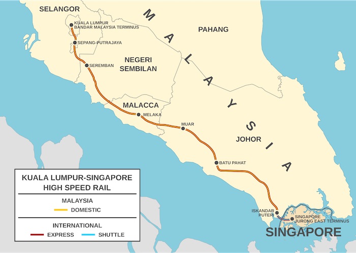 High Speed Rail Singapore To JB Malaysia Route